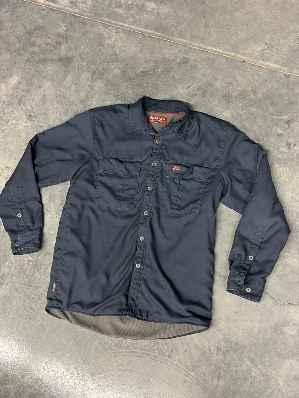 Simms Navy Long-Sleeve Thermal Lined Button Shirt